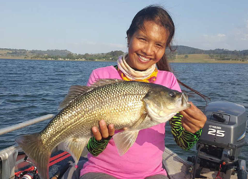 TOP REWARD: Leah Yamson with her first 50cm Moogerah Dam bass. TOP REWARD: Leah Yamson with her first 50cm Moogerah Dam bass.